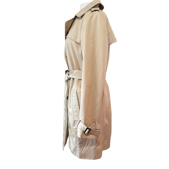 NWOT Banana Republic Sz L Trench Coat with Belt Knee Length Khaki Tan Modern - Picture 8 of 13